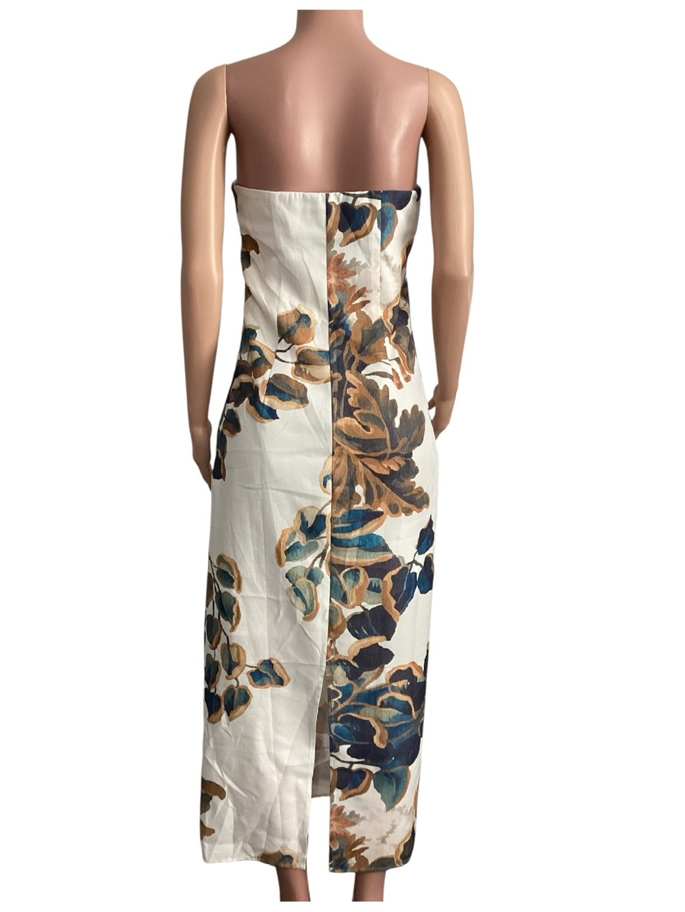 Commence Strapless Floral Leaf Midi Dress Size Medium - Picture 4 of 14